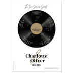 Personalized Five Senses of Love vinyl record wall art — custom anniversary gift for couples with names and special date.