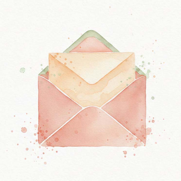 Watercolour illustration of an envelope representing the daily marriage challenge email