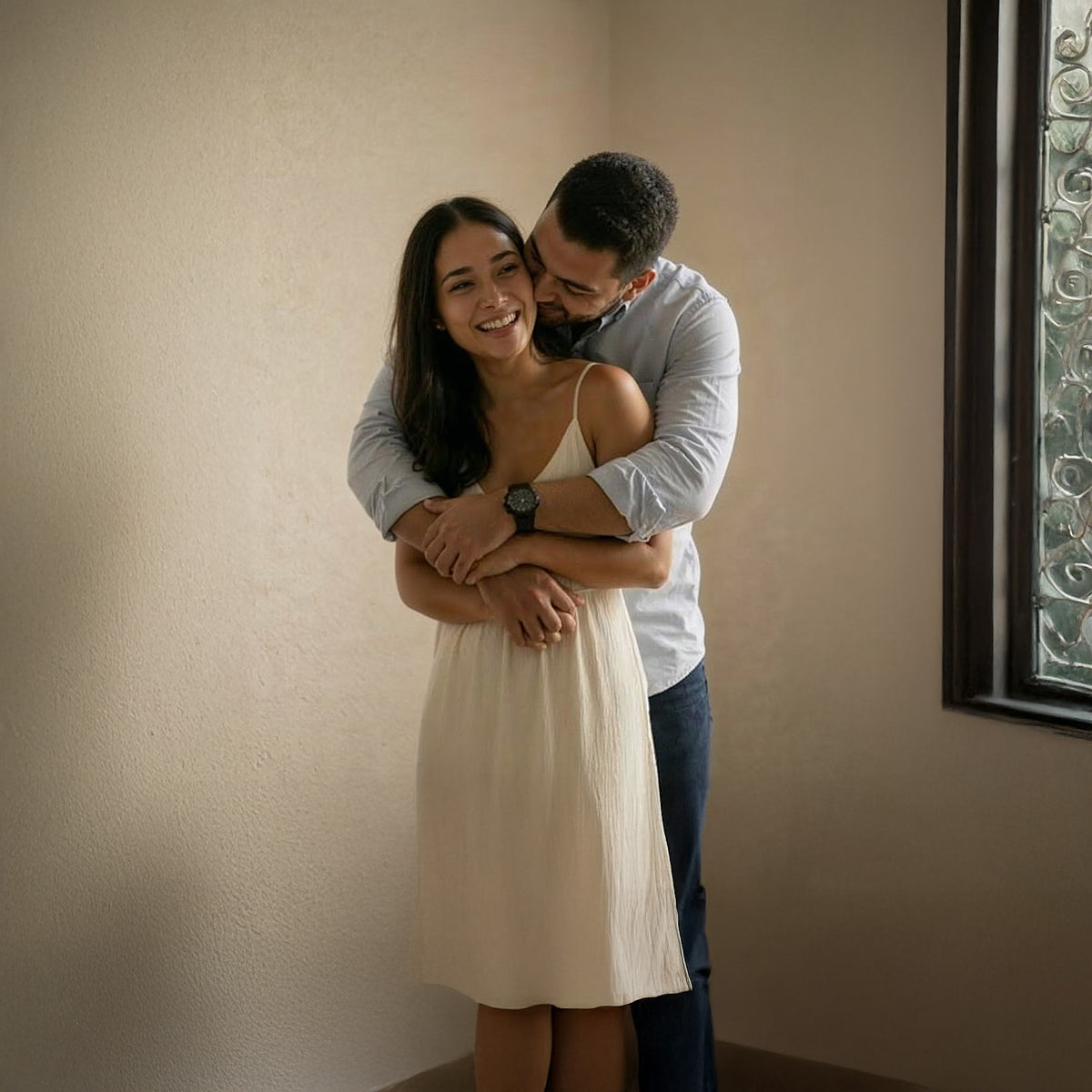 Ausome Love Studio custom watercolor wall art featuring a romantic couple portrait, transformed from a digital photo into a soft watercolor effect painting for personalized home decor.