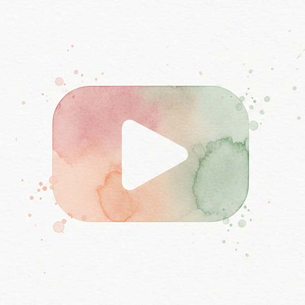 Watercolour illustration of a play button representing the daily challenge video